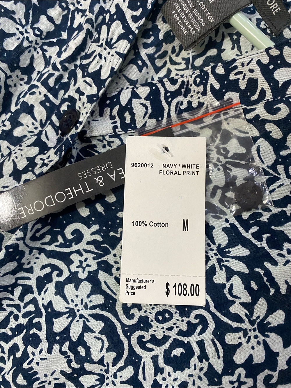 Chelsea & Theodore NWT Blue and White Floral-Print Sleeveless Midi Dress Medium - Picture 4 of 8